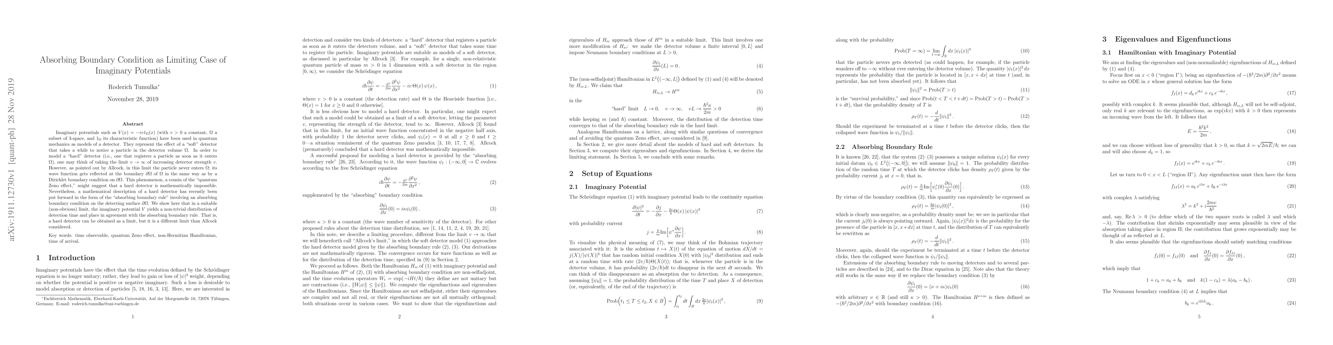 Thumbnail for Absorbing Boundary Condition as Limiting Case of Imaginary Potentials