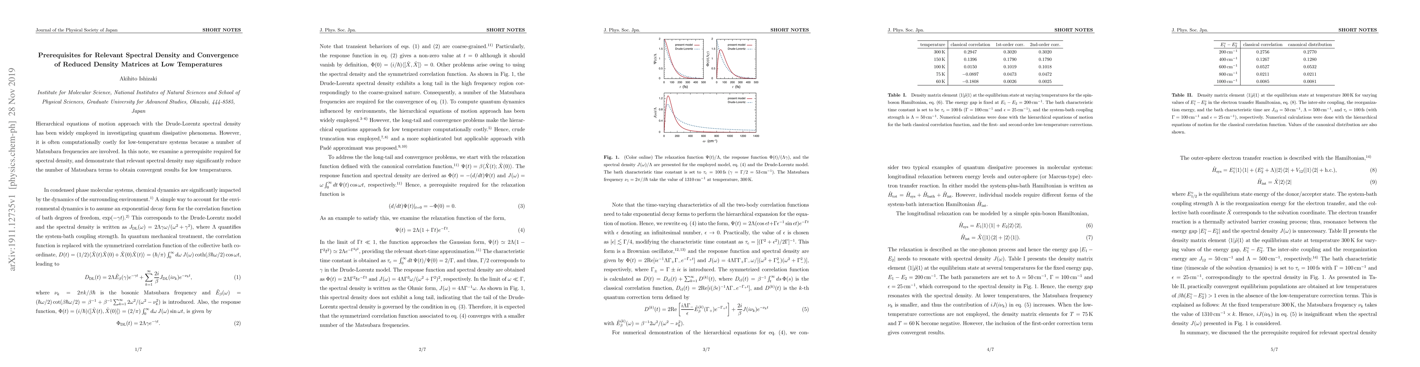 Thumbnail for Prerequisites for relevant spectral density and convergence of reduced
  density matrices at low temperatures