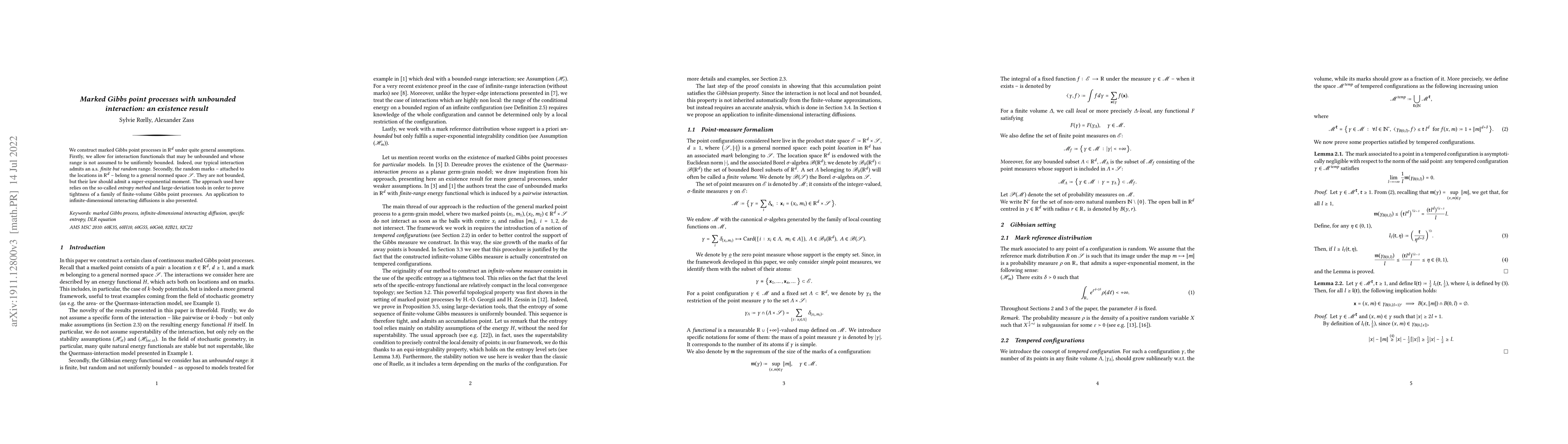Thumbnail for Marked Gibbs point processes with unbounded interaction: an existence
  result