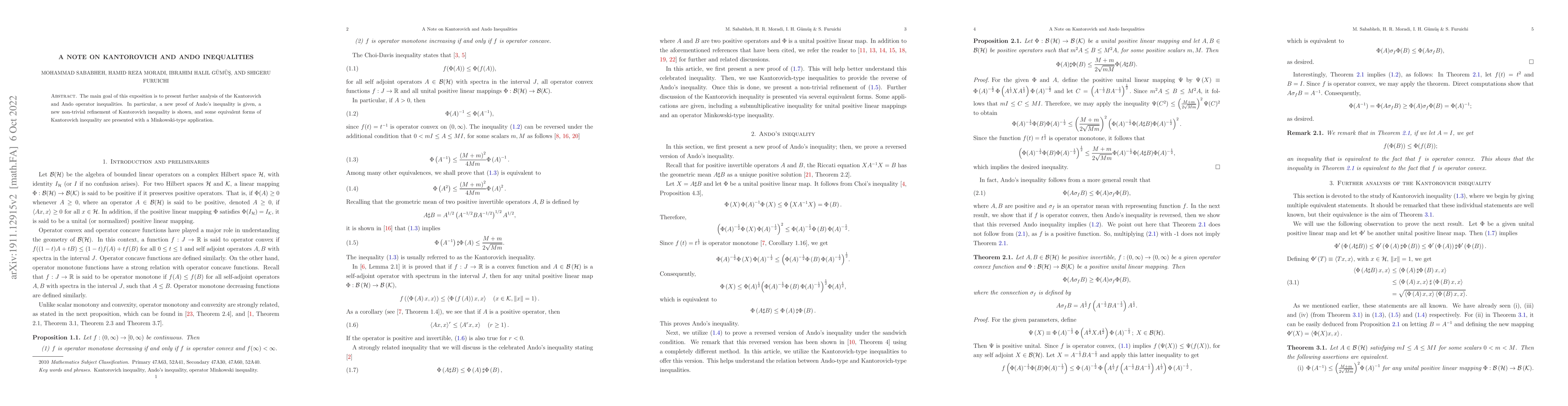 Thumbnail for A Note on Kantorovich and Ando Inequalities