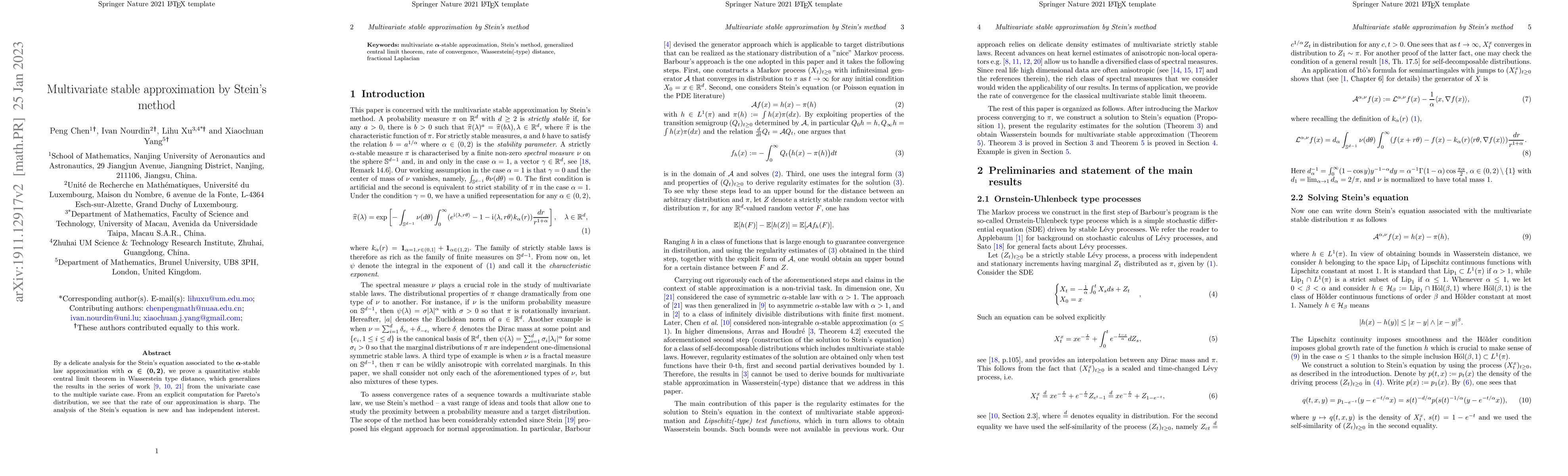 Thumbnail for Multivariate stable approximation in Wasserstein distance by Stein's
  method