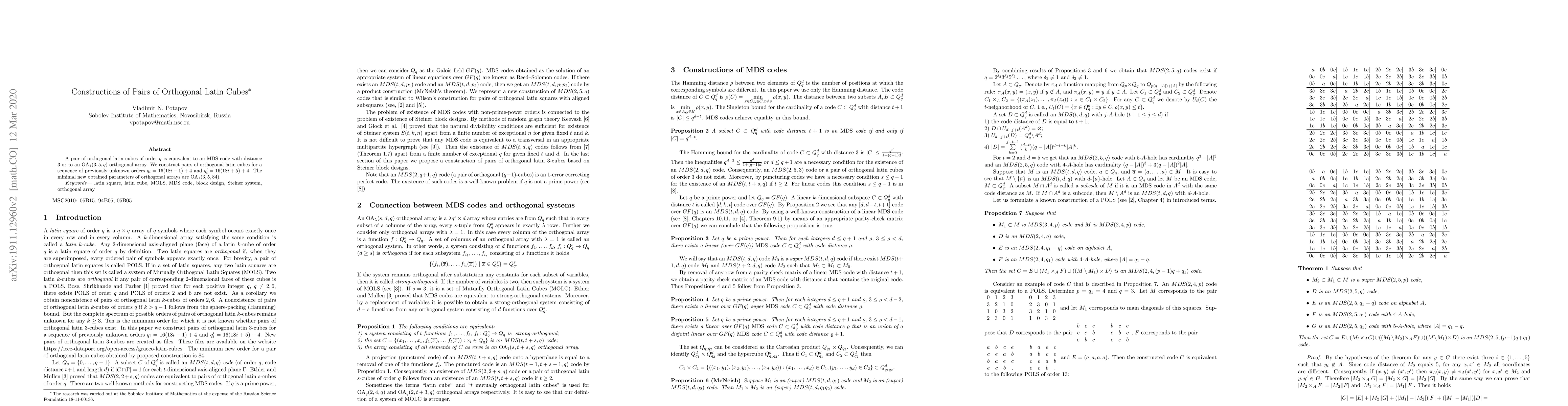 Thumbnail for Constructions of Pairs of Orthogonal Latin Cubes