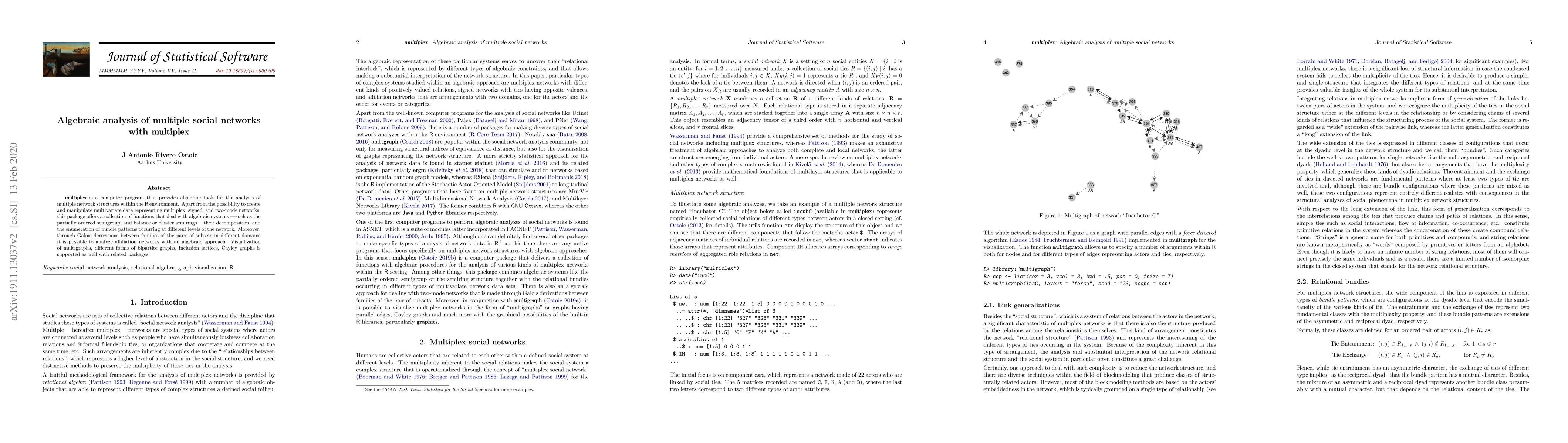 Thumbnail for Algebraic analysis of multiple social networks with multiplex