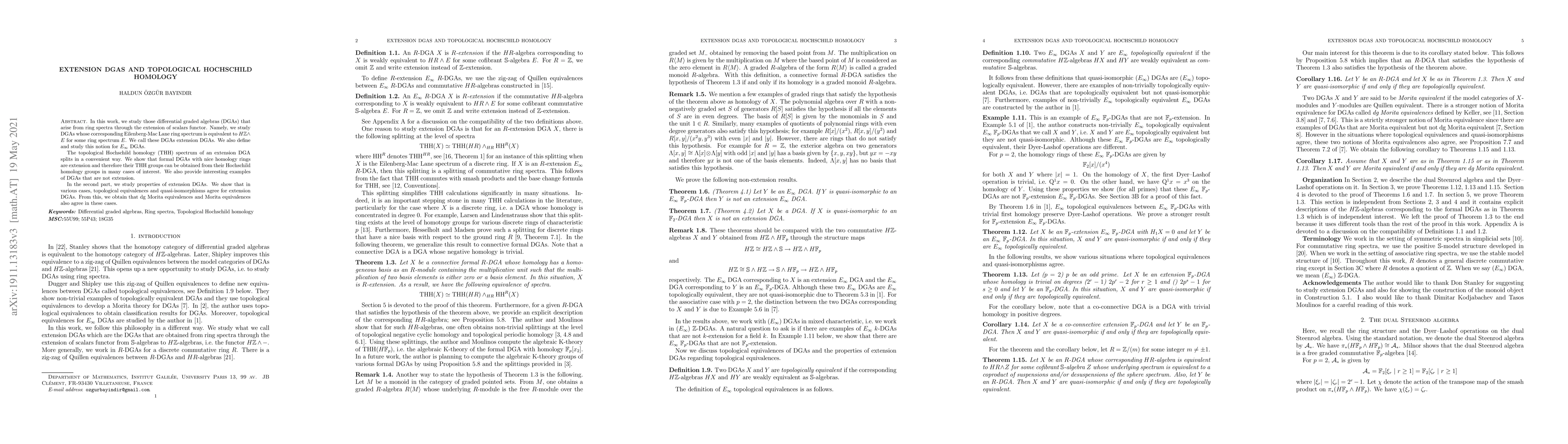 Thumbnail for Extension DGAs and topological Hochschild homology
