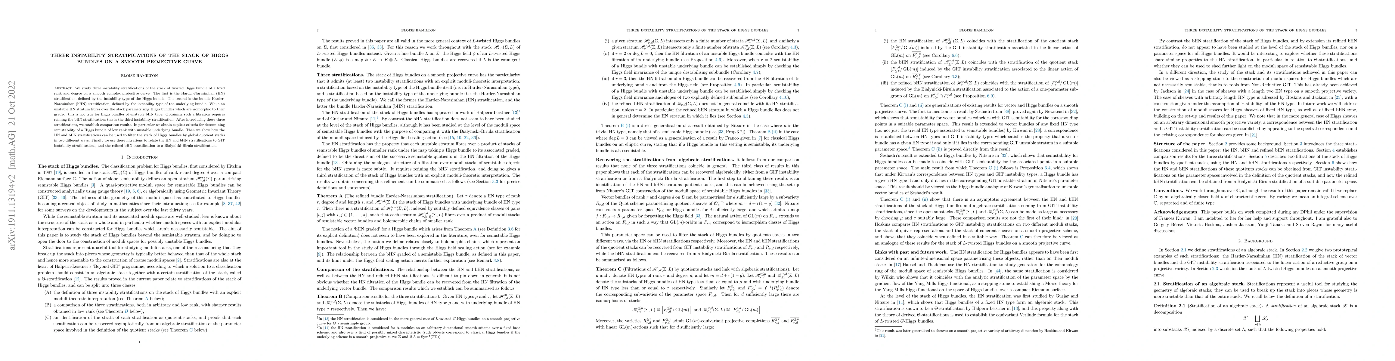 Thumbnail for Three instability stratifications of the stack of Higgs bundles on a
  smooth projective curve