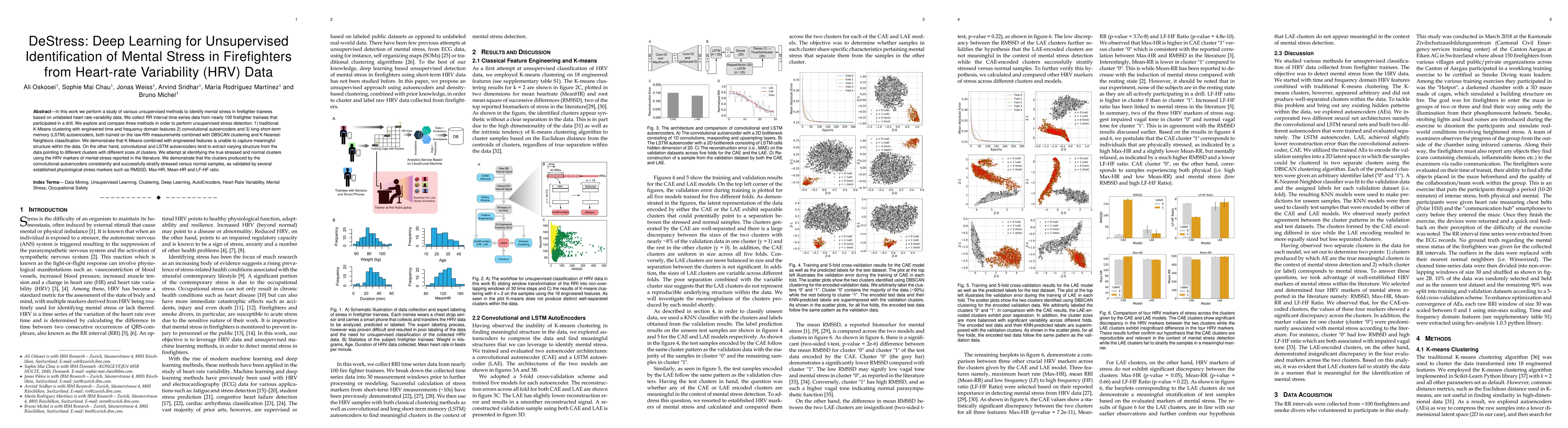 Thumbnail for DeStress: Deep Learning for Unsupervised Identification of Mental Stress
  in Firefighters from Heart-rate Variability (HRV) Data