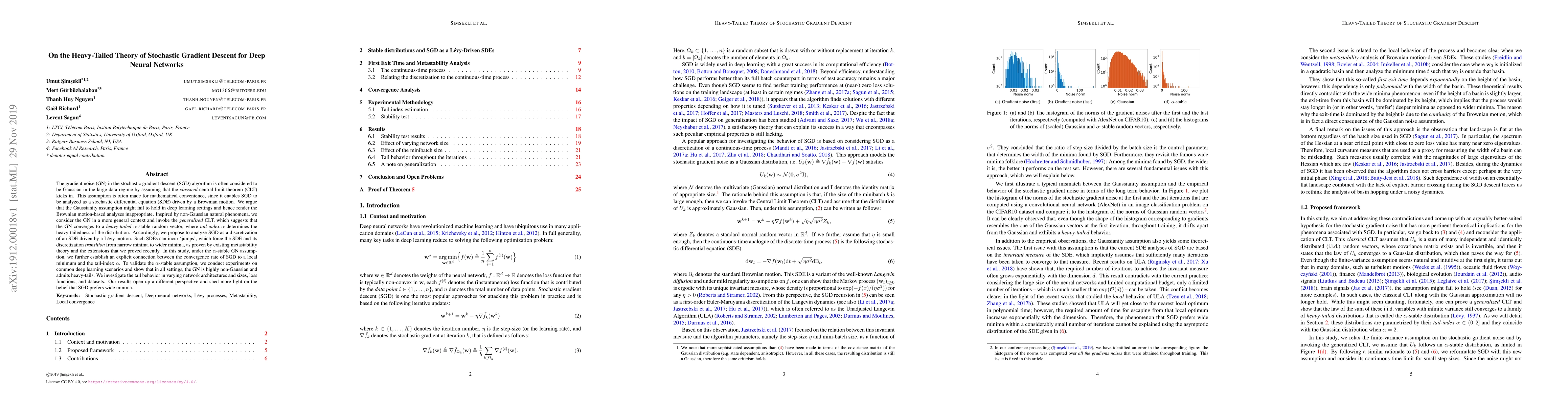 Thumbnail for On the Heavy-Tailed Theory of Stochastic Gradient Descent for Deep
  Neural Networks