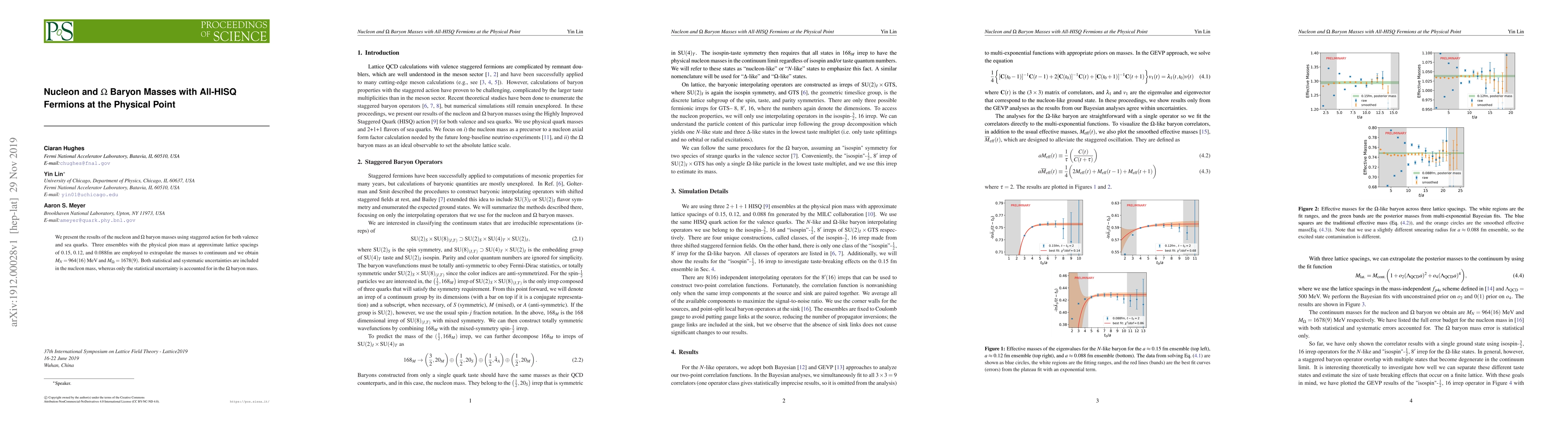 Thumbnail for Nucleon and $\Omega$ Baryon Masses with All-HISQ Fermions at the
  Physical Point