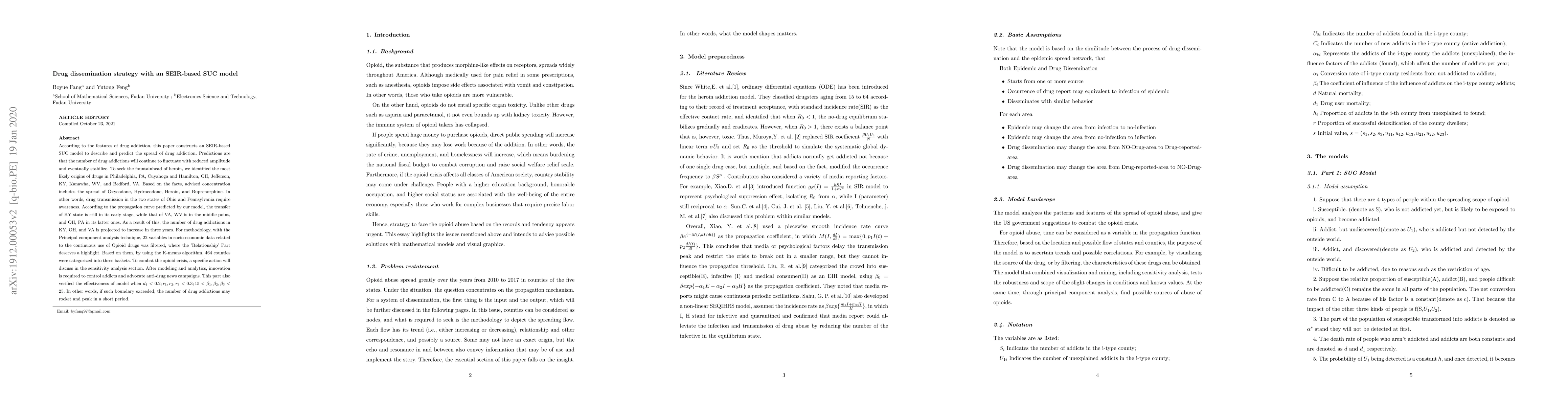 Thumbnail for Drug dissemination strategy with an SEIR-based SUC model