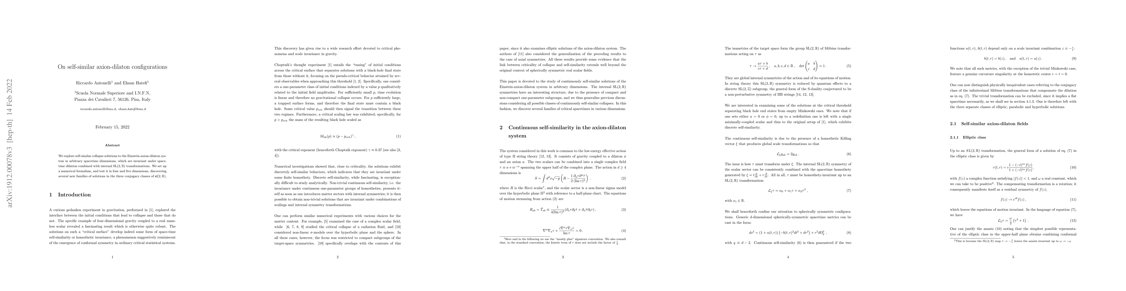 Thumbnail for On self-similar axion-dilaton configurations