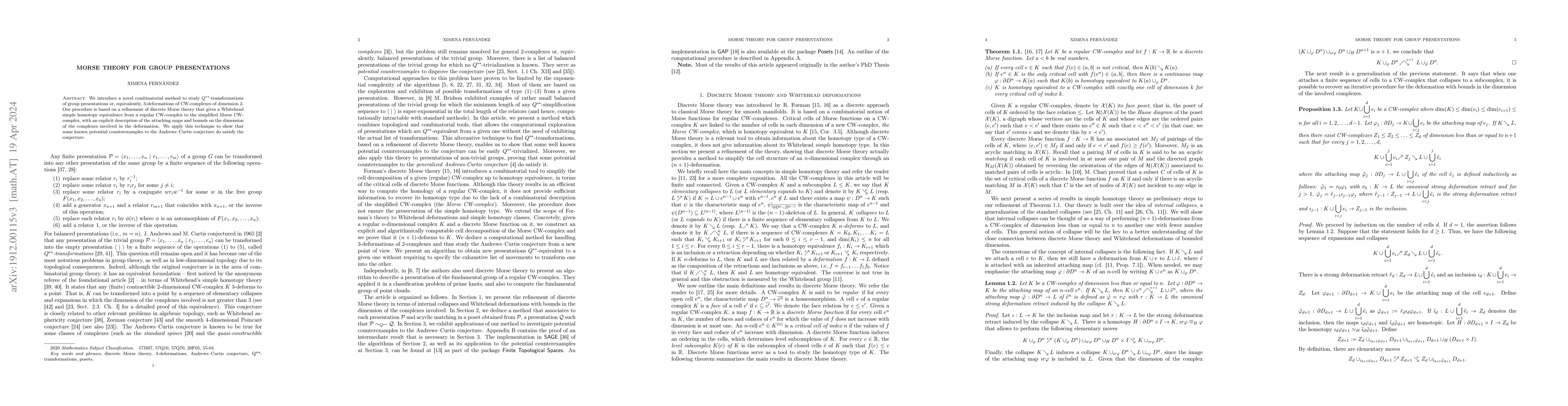 Thumbnail for Morse theory for group presentations