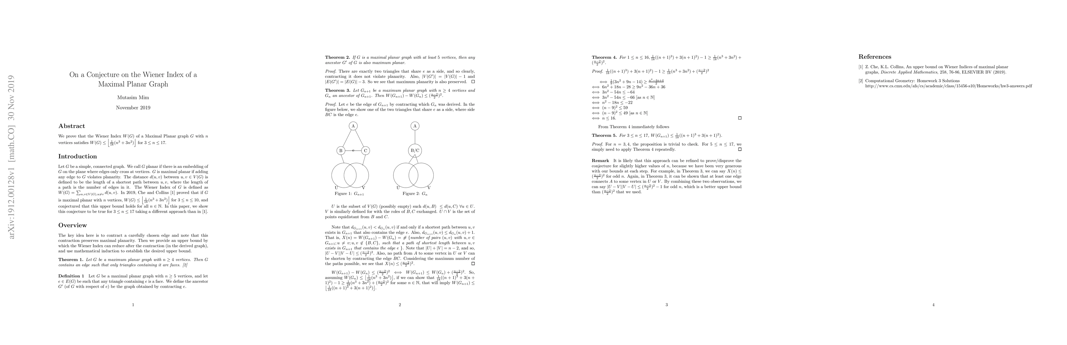 Thumbnail for On a Conjecture on the Wiener Index of a Maximal Planar Graph