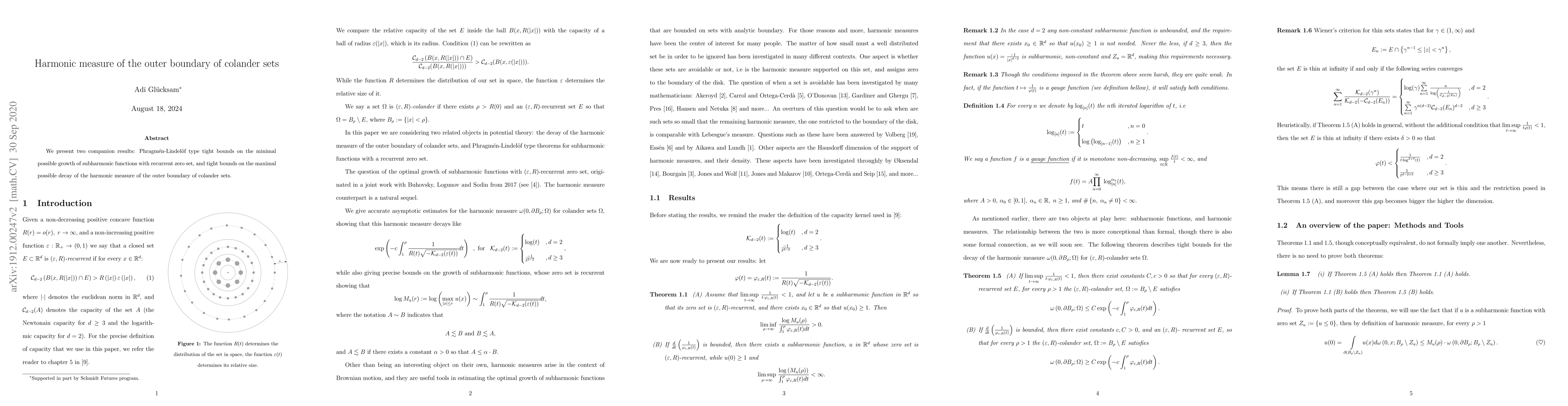 Thumbnail for Harmonic measure of the outer boundary of colander sets