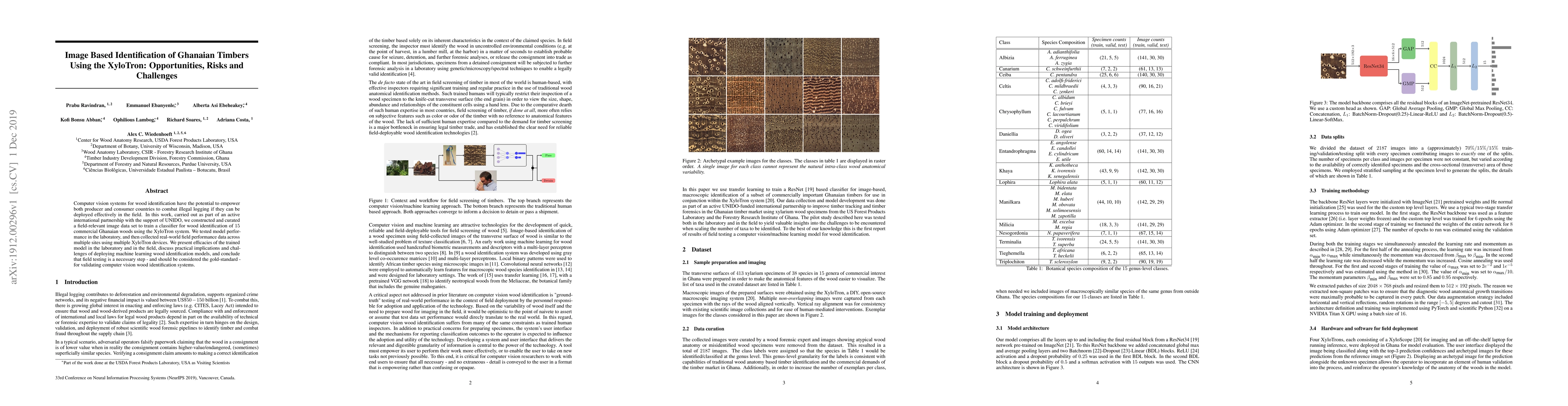Thumbnail for Image Based Identification of Ghanaian Timbers Using the XyloTron:
  Opportunities, Risks and Challenges