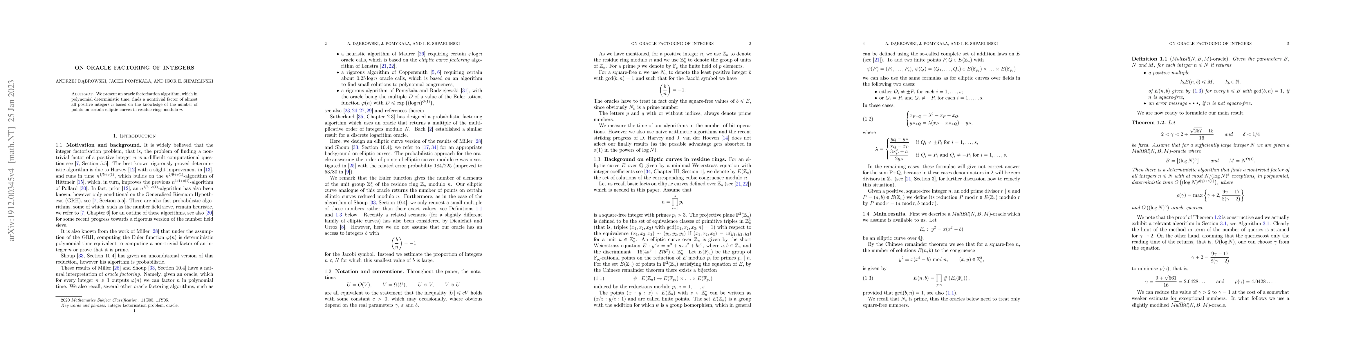 Thumbnail for On oracle factoring of integers