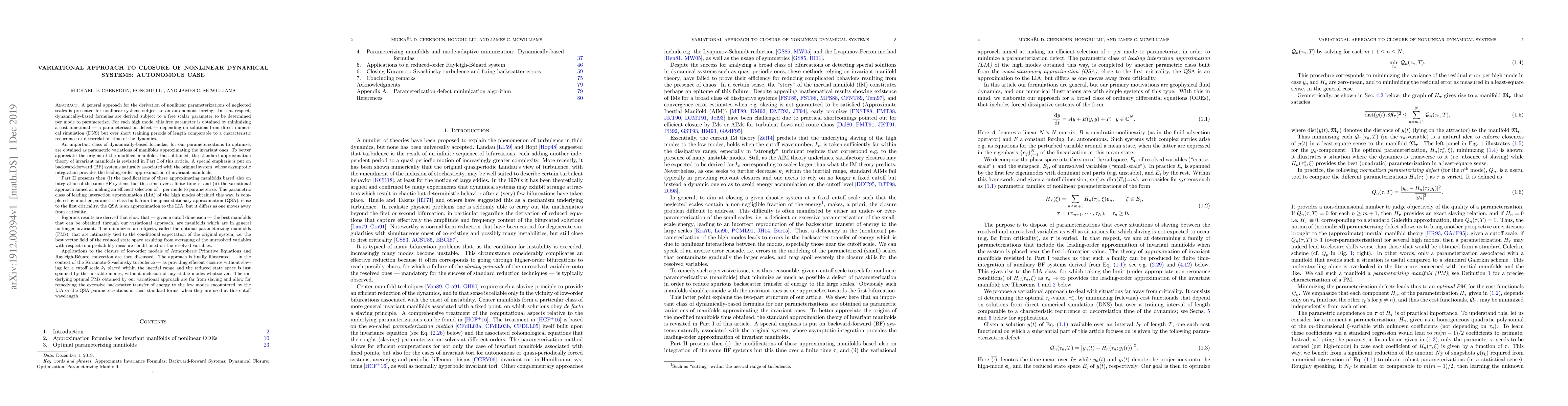 Thumbnail for Variational approach to closure of nonlinear dynamical systems:
  Autonomous case
