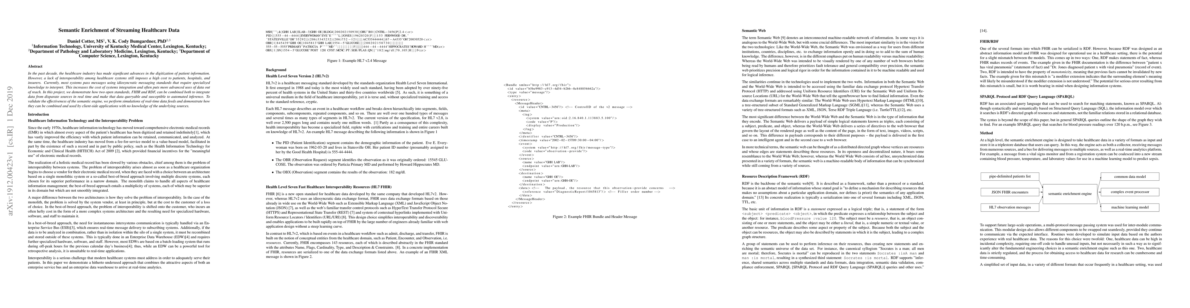 Thumbnail for Semantic Enrichment of Streaming Healthcare Data