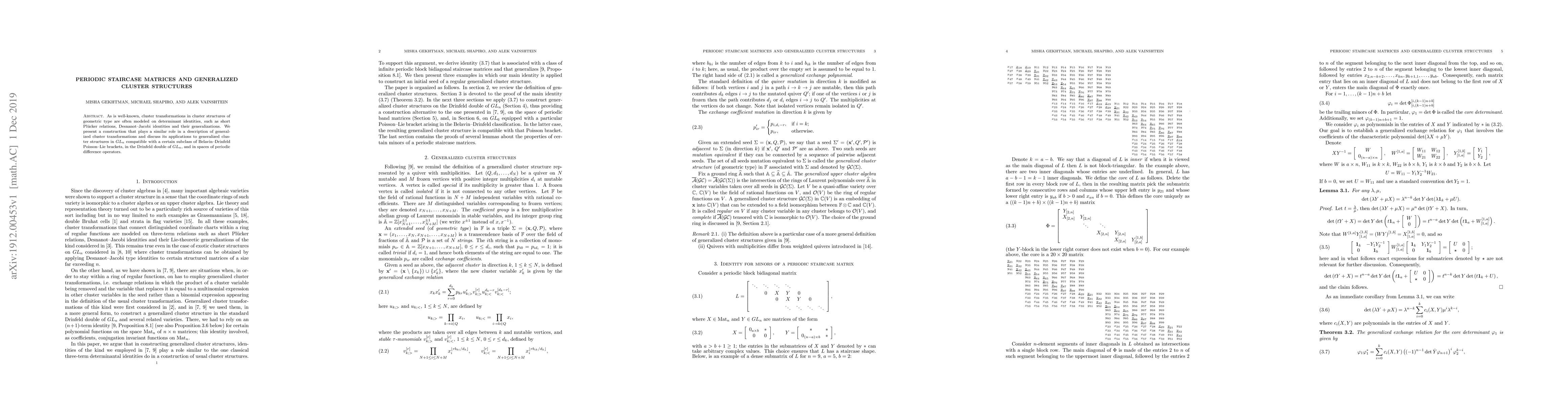 Thumbnail for Periodic staircase matrices and generalized cluster structures