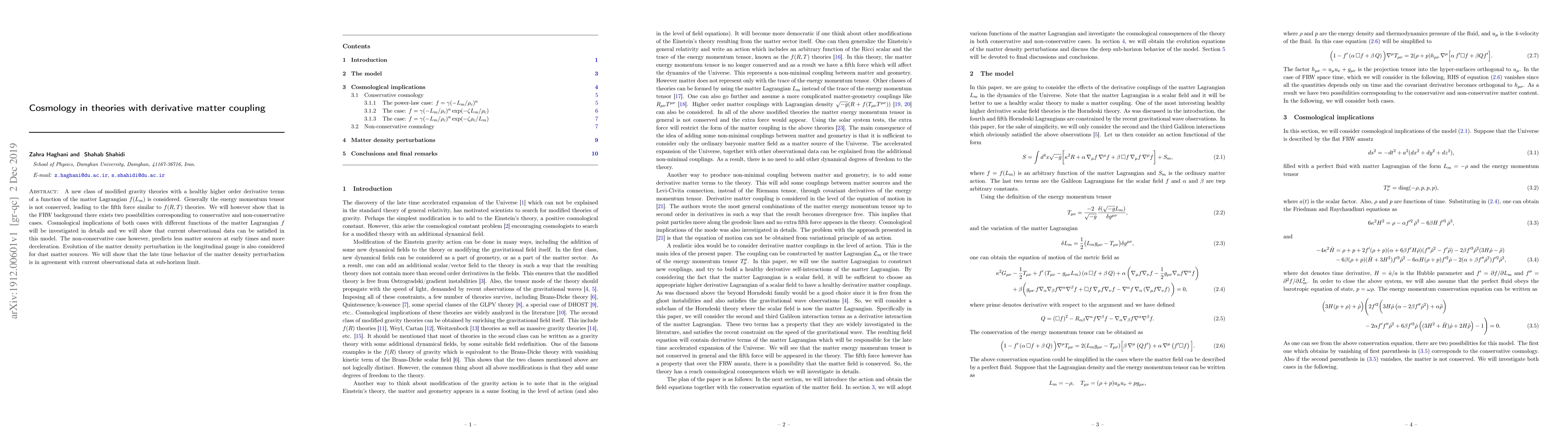 Thumbnail for Cosmology in theories with derivative matter coupling