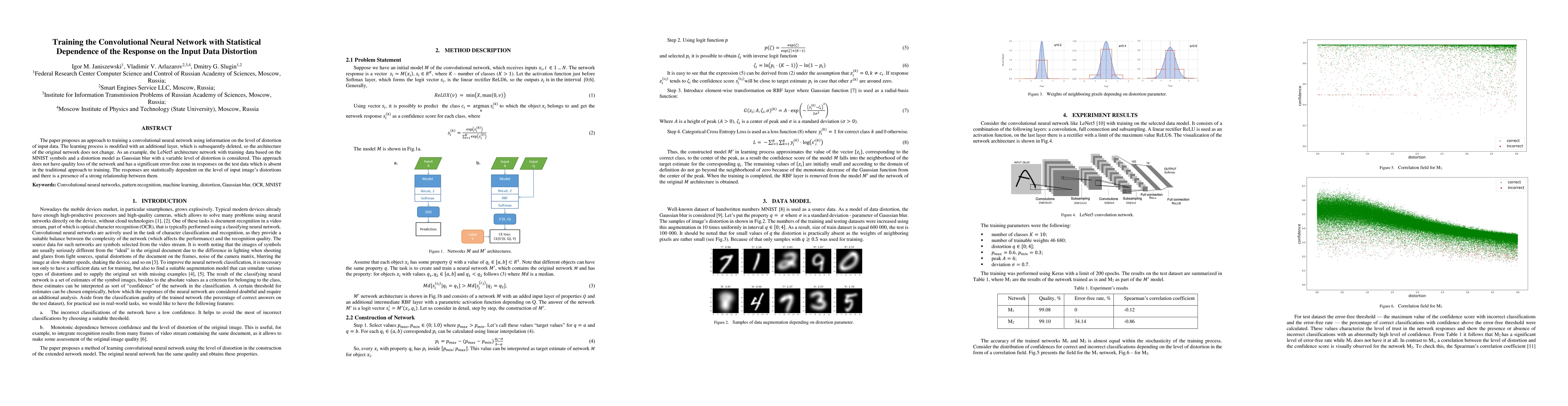 Thumbnail for Training the Convolutional Neural Network with Statistical Dependence of
  the Response on the Input Data Distortion