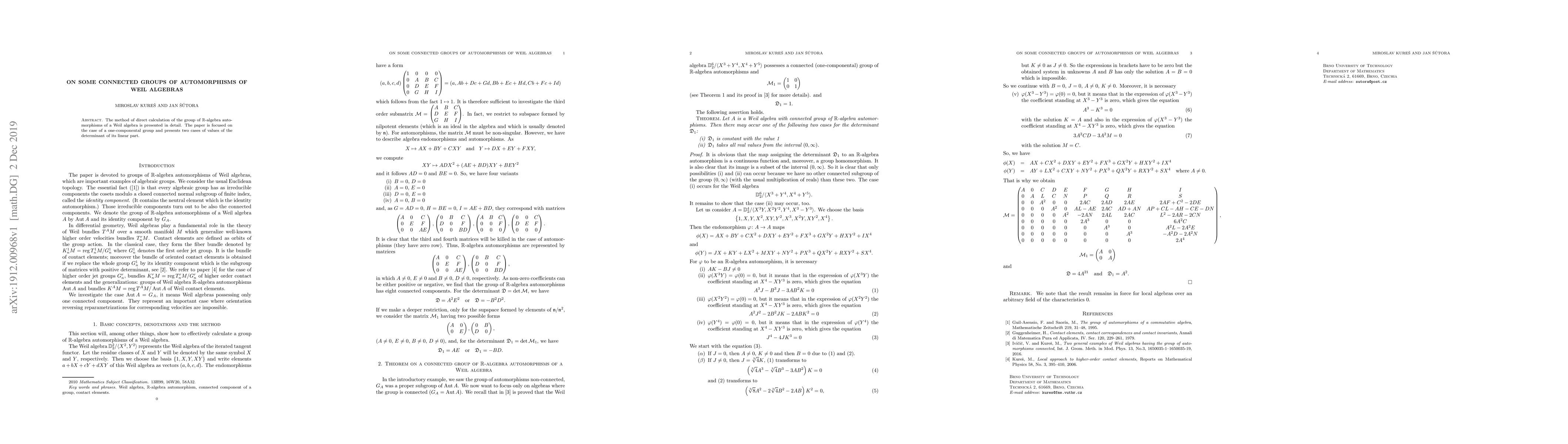 Thumbnail for On some connected groups of automorphisms of Weil algebras