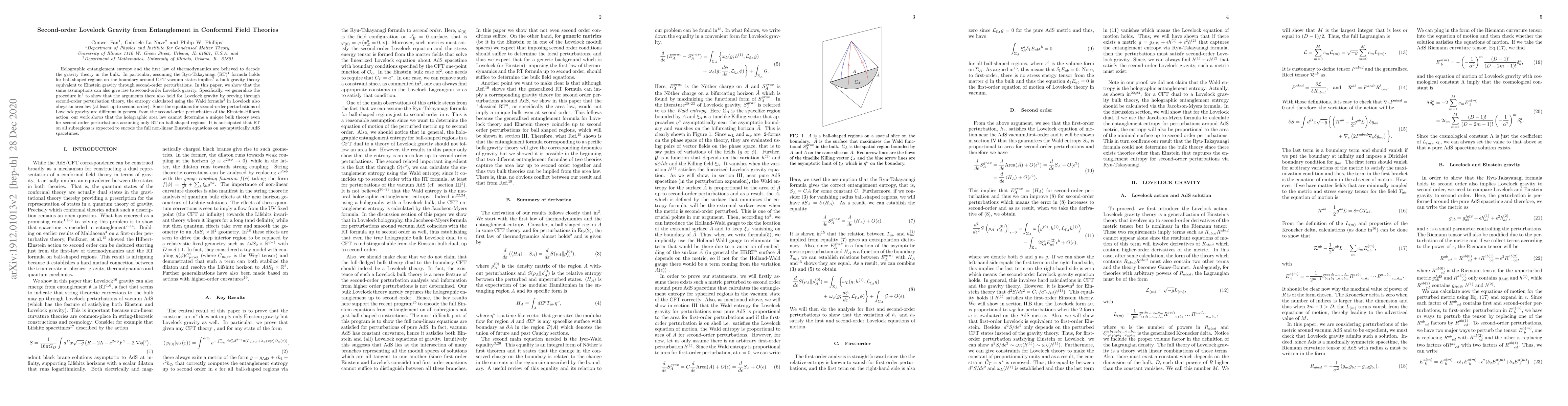 Thumbnail for Second-order Lovelock Gravity from Entanglement in Conformal Field
  Theories