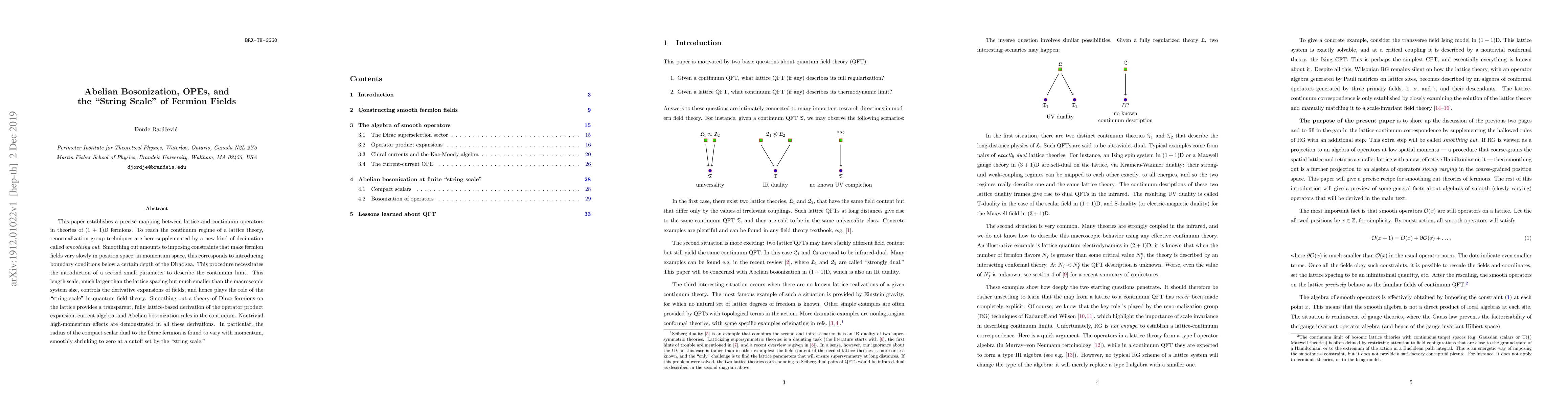 Thumbnail for Abelian Bosonization, OPEs, and the "String Scale" of Fermion Fields