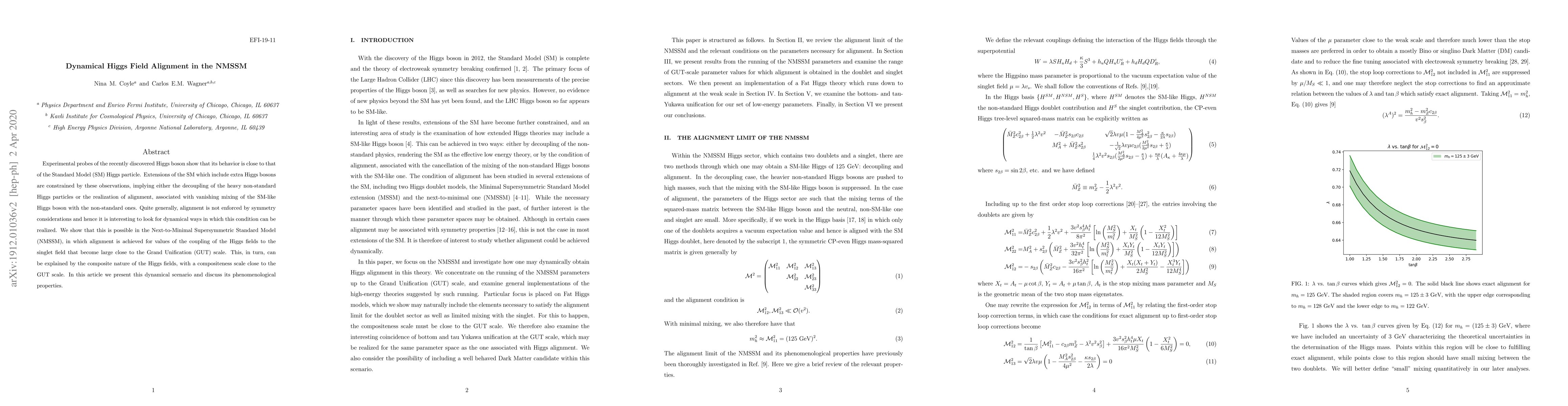 Thumbnail for Dynamical Higgs Field Alignment in the NMSSM