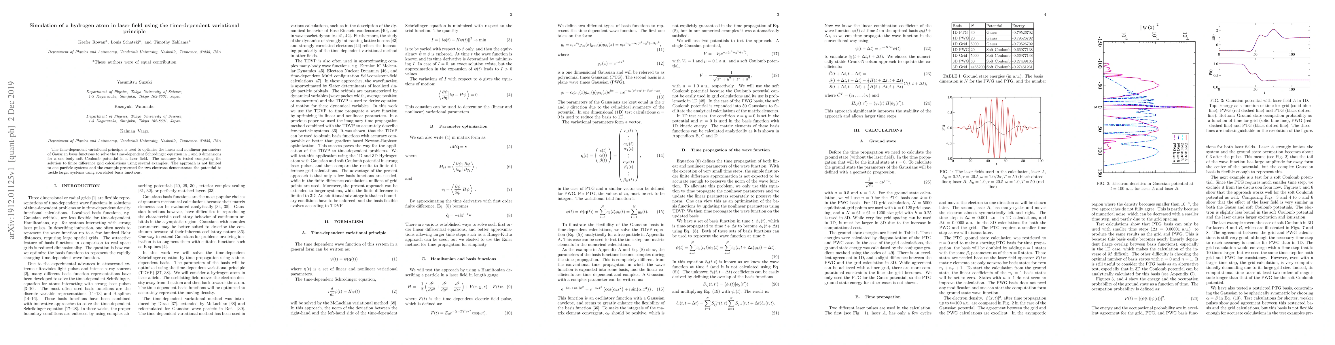 Thumbnail for Simulation of a Hydrogen Atom in Laser Field Using the Time-Dependent
  Variational Principle