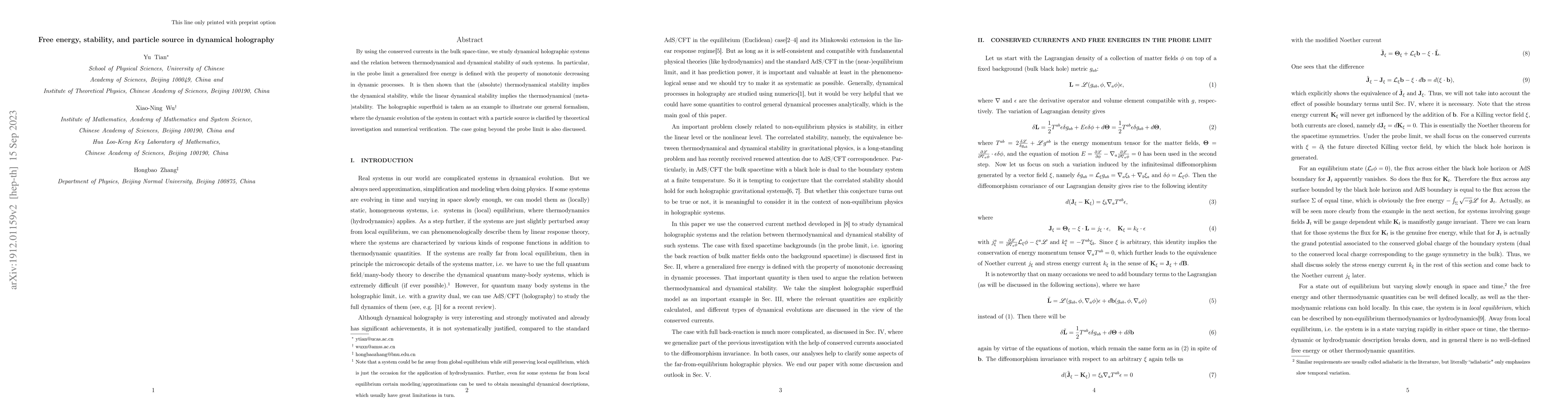 Thumbnail for Free energy, stability, and particle source in dynamical holography