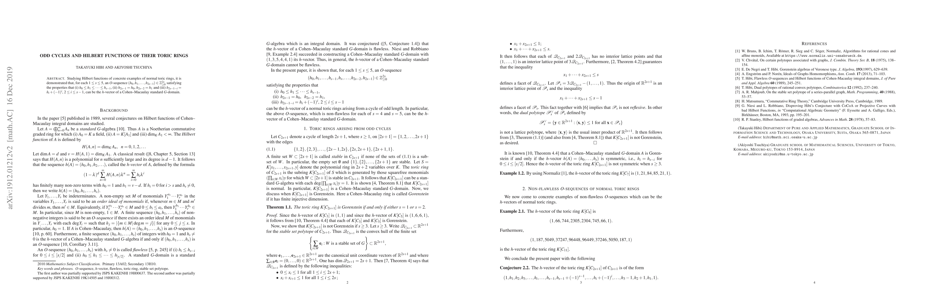 Thumbnail for Odd cycles and Hilbert functions of their toric rings