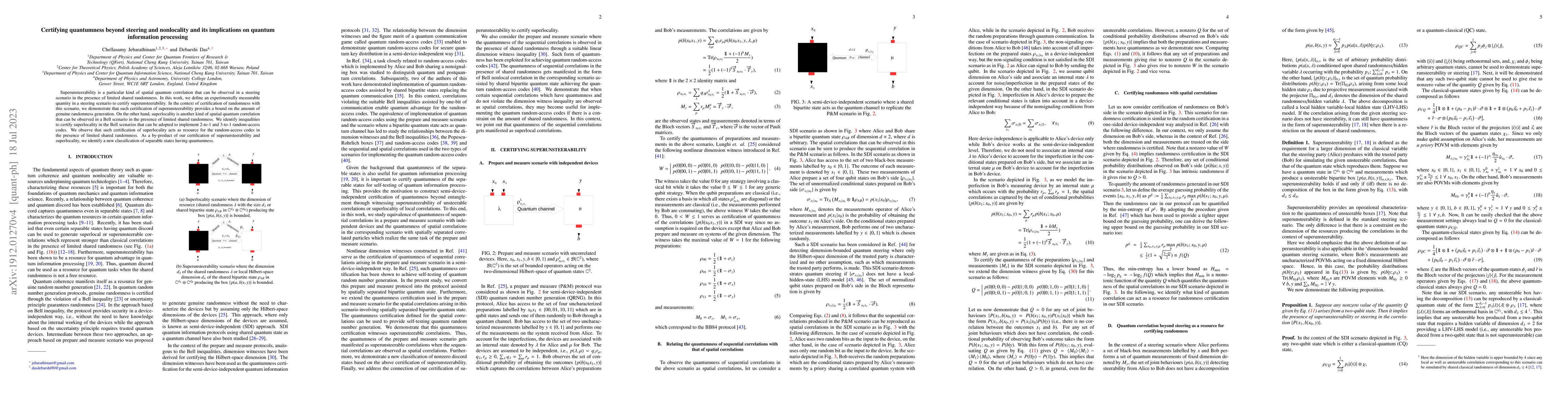 Thumbnail for Certifying quantumness beyond steering and nonlocality and its
  implications on quantum information processing