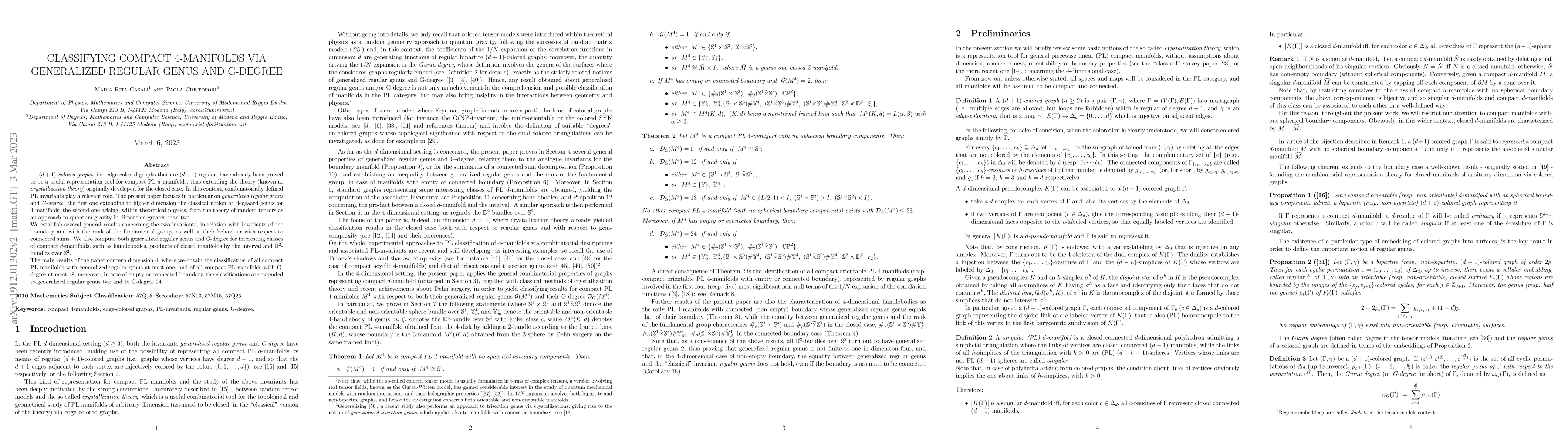 Thumbnail for Classifying compact 4-manifolds via generalized regular genus and
  G-degree