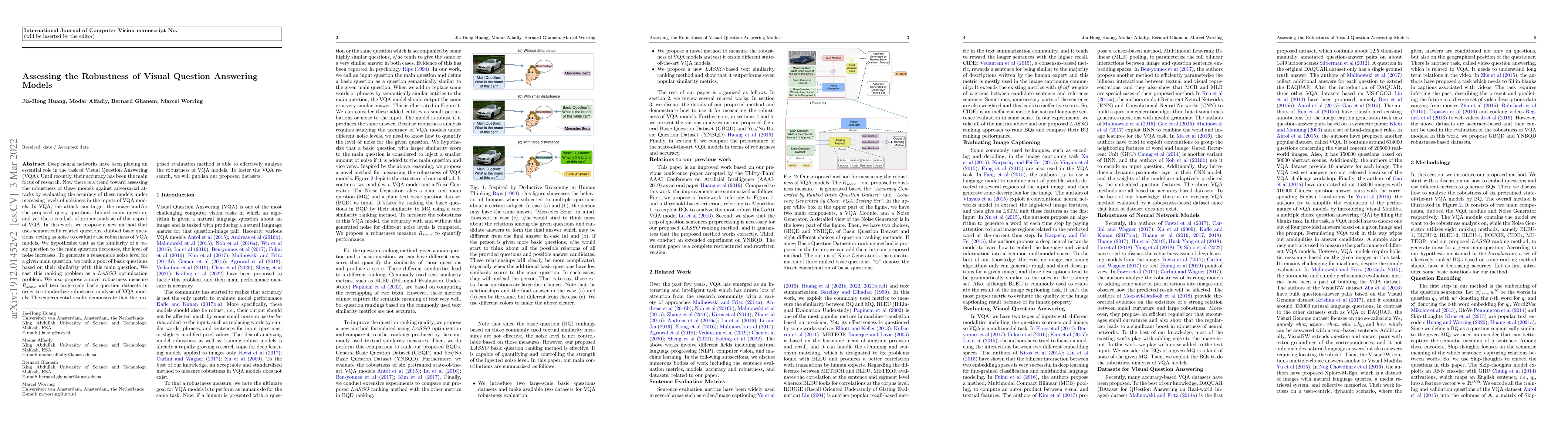 Thumbnail for Assessing the Robustness of Visual Question Answering Models