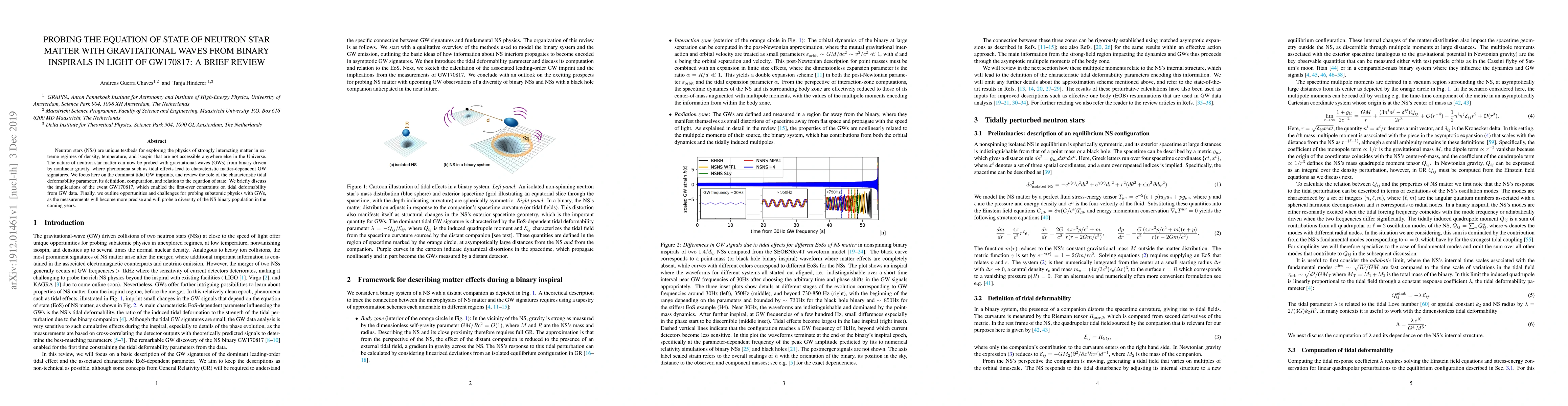 Thumbnail for Probing the equation of state of neutron star matter with gravitational
  waves from binary inspirals in light of GW170817: a brief review