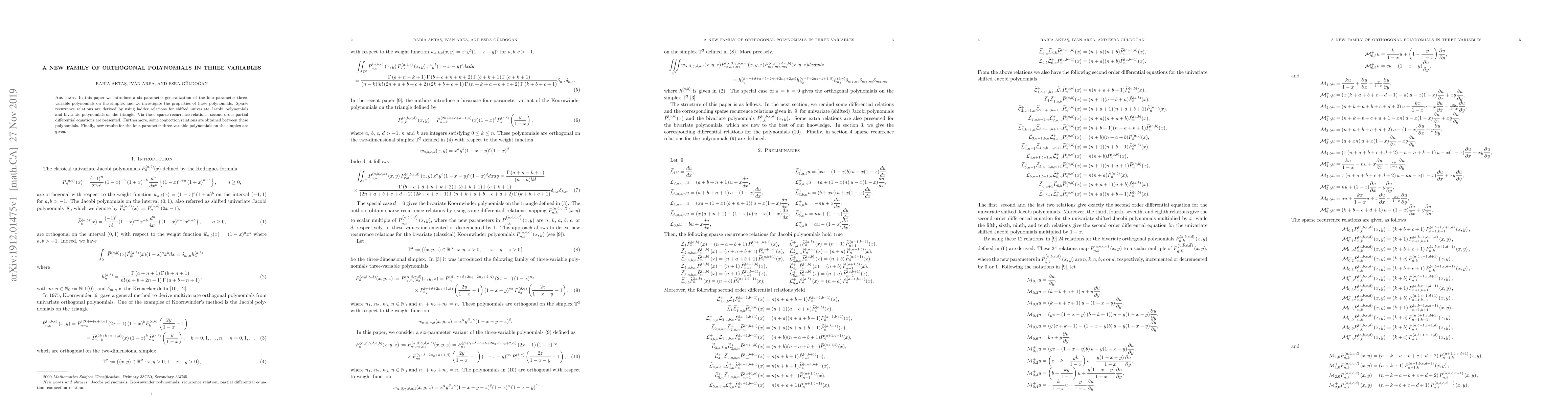 Thumbnail for A new family of orthogonal polynomials in three variables