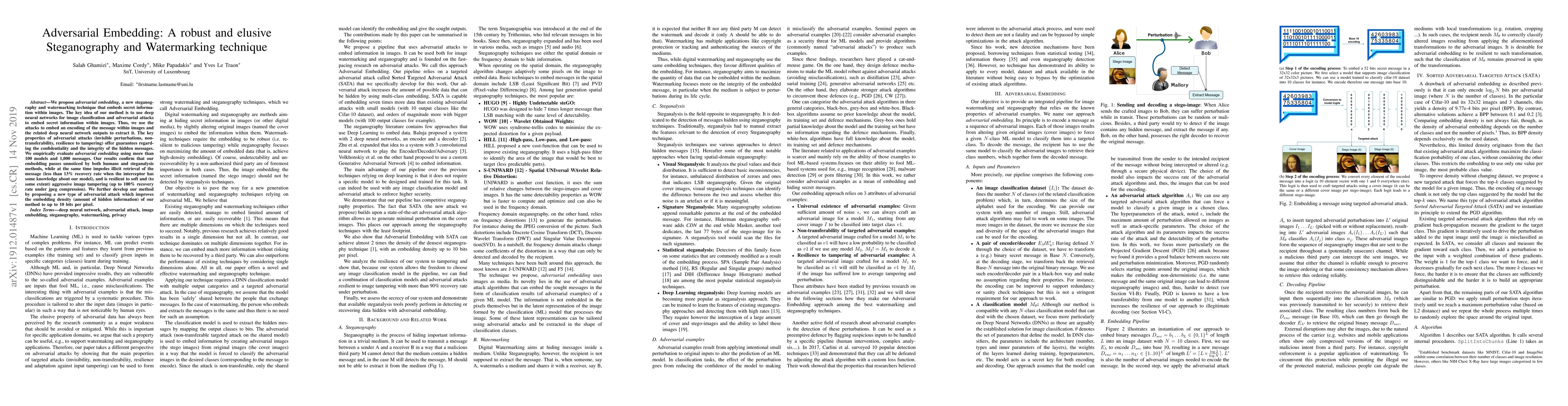 Thumbnail for Adversarial Embedding: A robust and elusive Steganography and
  Watermarking technique