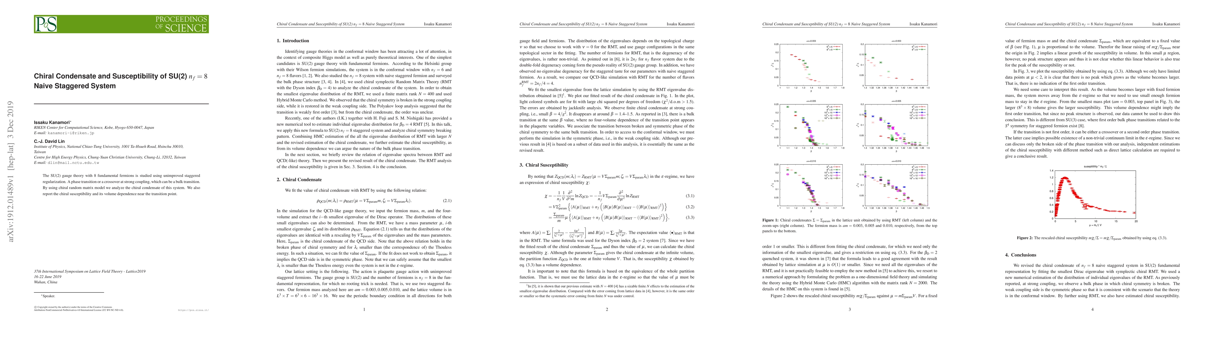 Thumbnail for Chiral Condensate and Susceptibility of SU(2) $n_f=8$ Naive Staggered
  System