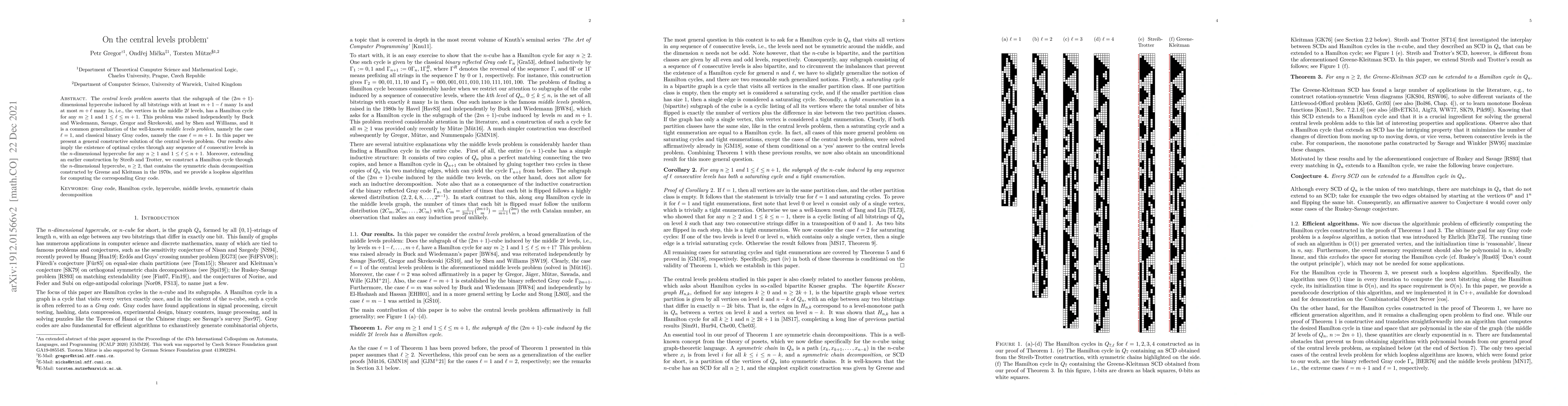Thumbnail for On the central levels problem
