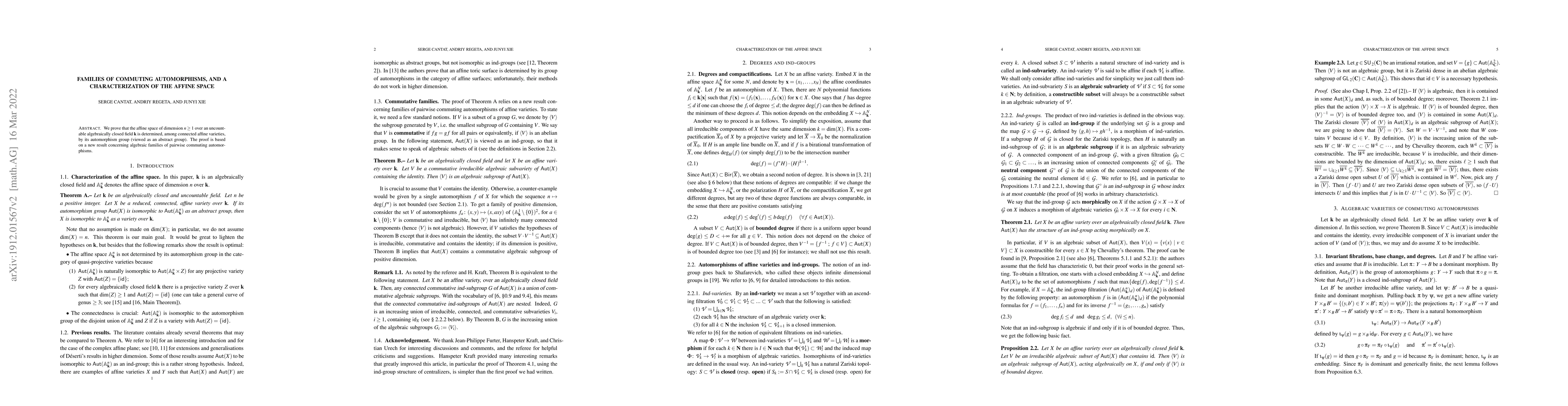 Thumbnail for Families of commuting automorphisms, and a characterization of the
  affine space