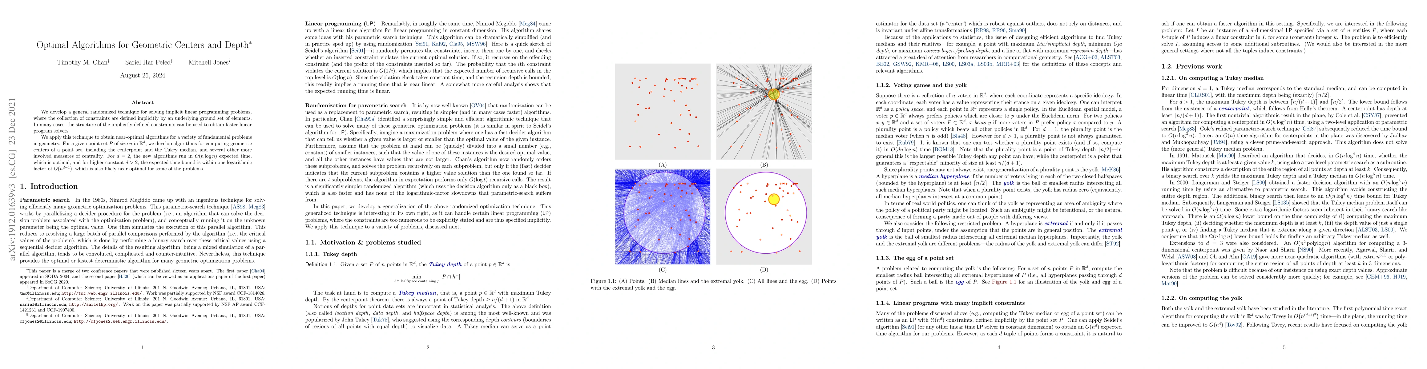 Thumbnail for Optimal Algorithms for Geometric Centers and Depth