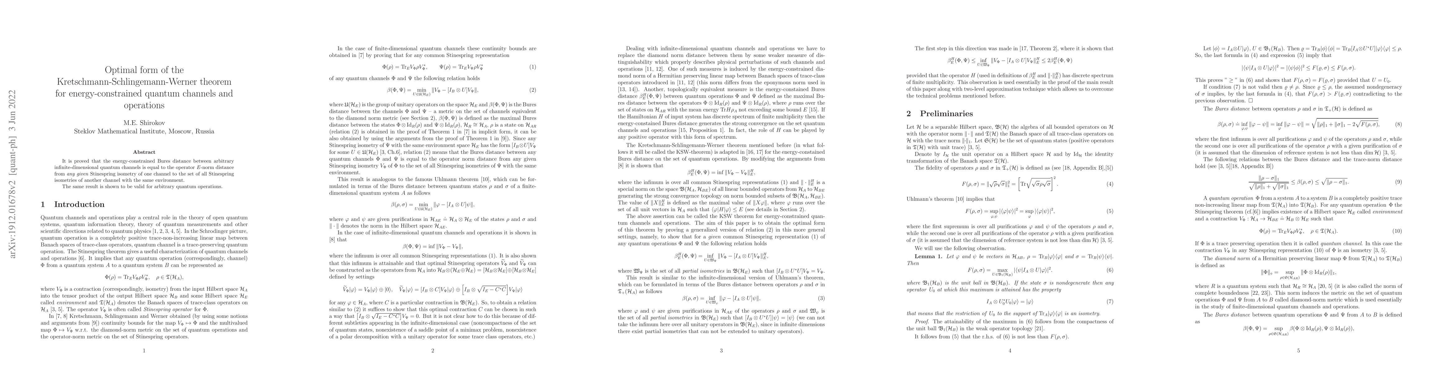 Thumbnail for Optimal form of the Kretschmann-Schlingemann-Werner theorem for
  energy-constrained quantum channels and operations
