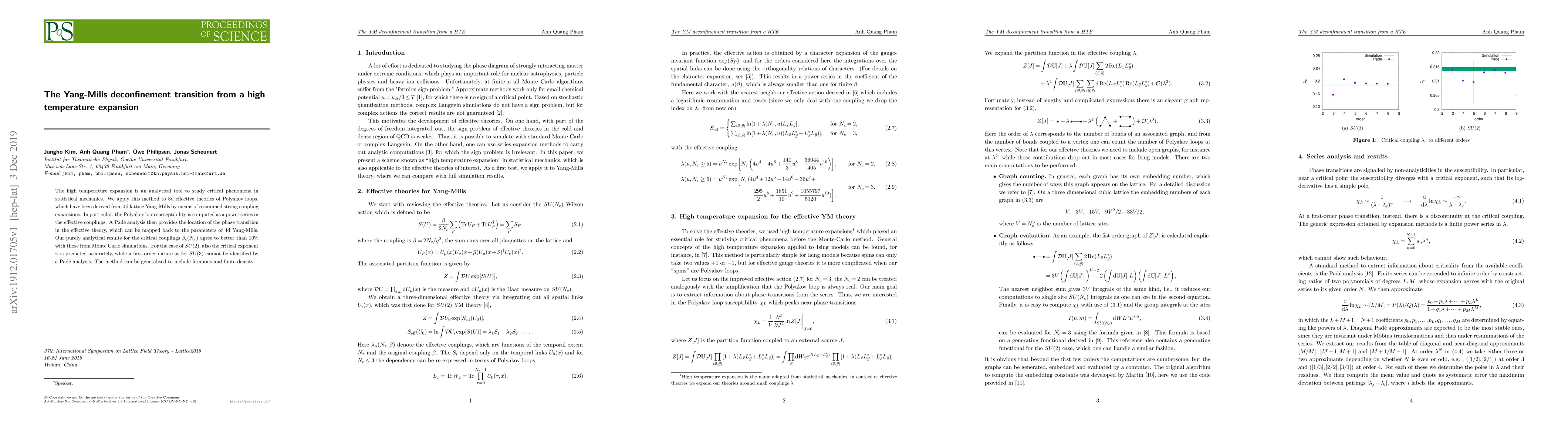 Thumbnail for The Yang-Mills deconfinement transition from a high temperature
  expansion