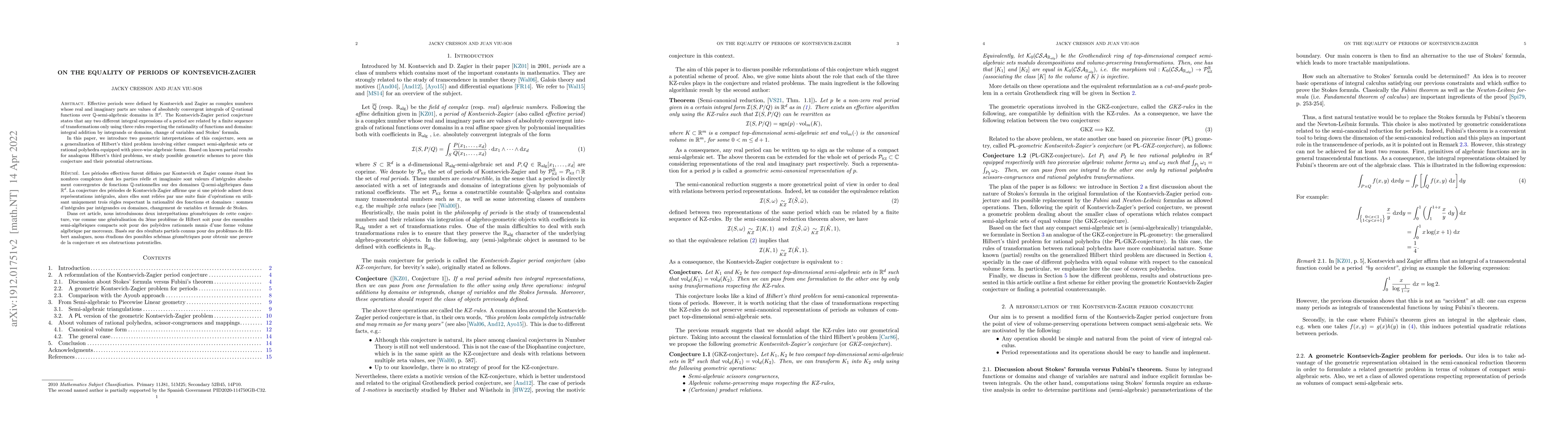 Thumbnail for On the equality of periods of Kontsevich-Zagier