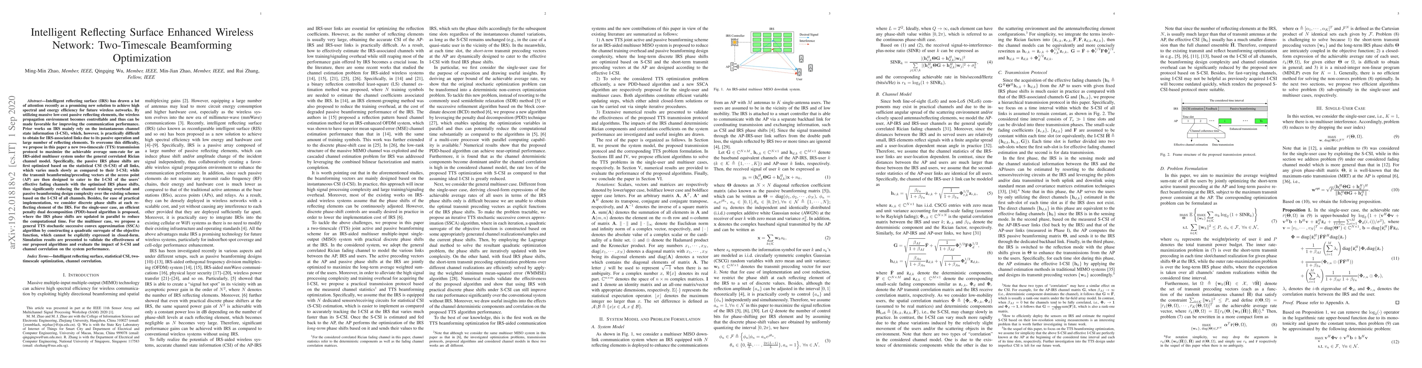 Thumbnail for Intelligent Reflecting Surface Enhanced Wireless Network: Two-timescale
  Beamforming Optimization