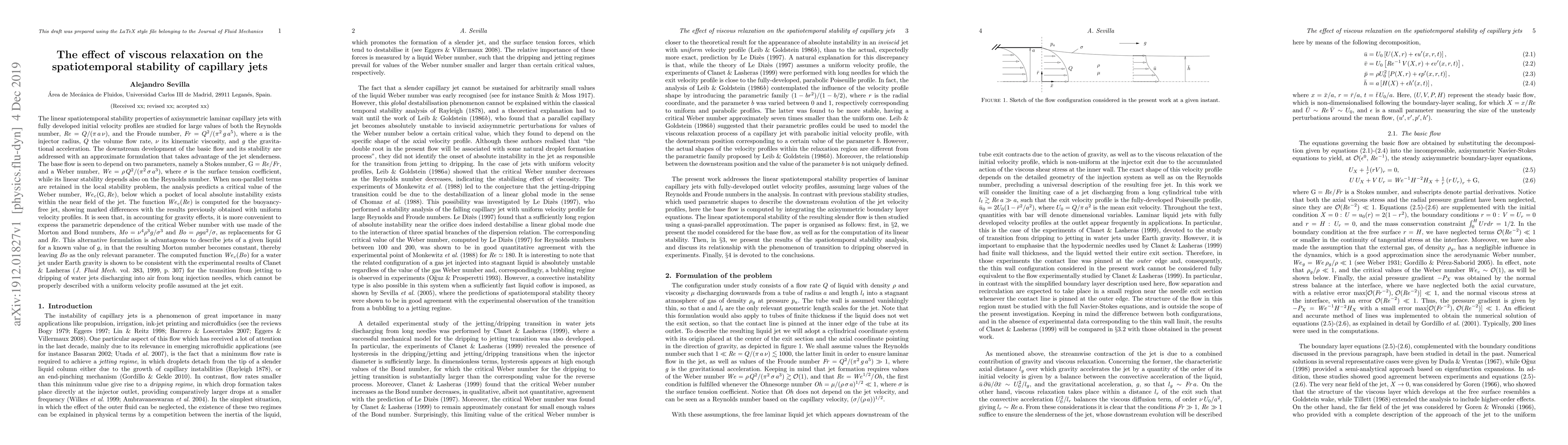 Thumbnail for The effect of viscous relaxation on the spatiotemporal stability of
  capillary jets