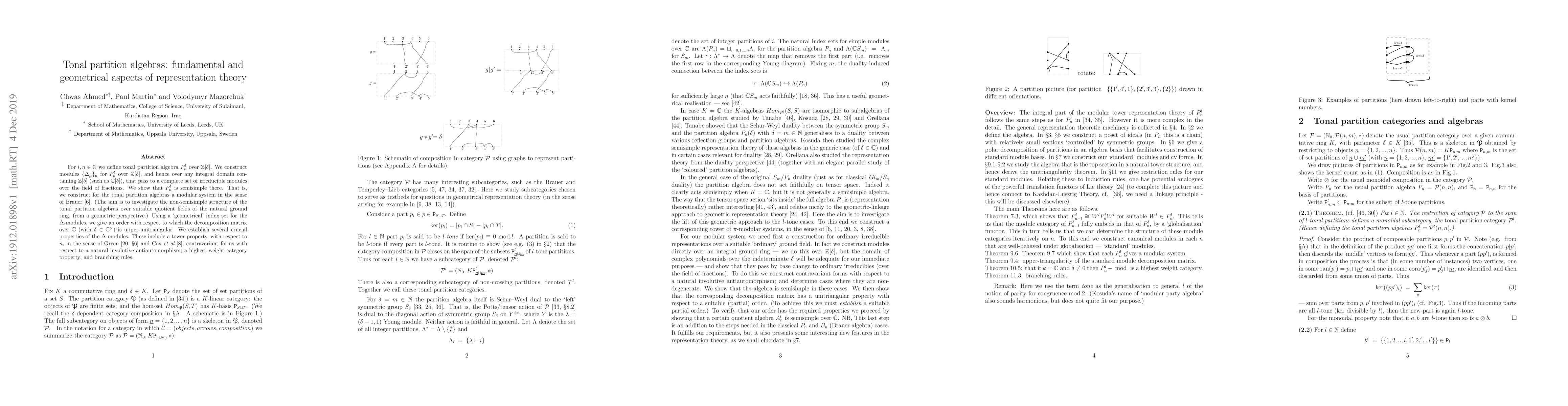 Thumbnail for Tonal partition algebras: fundamental and geometrical aspects of
  representation theory