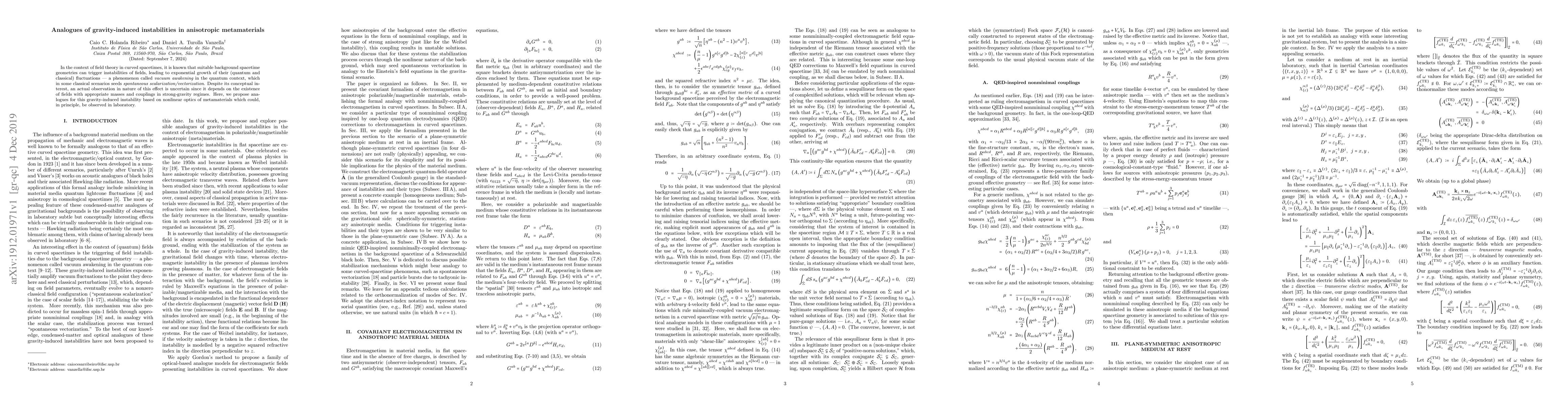 Thumbnail for Analogues of gravity-induced instabilities in anisotropic metamaterials