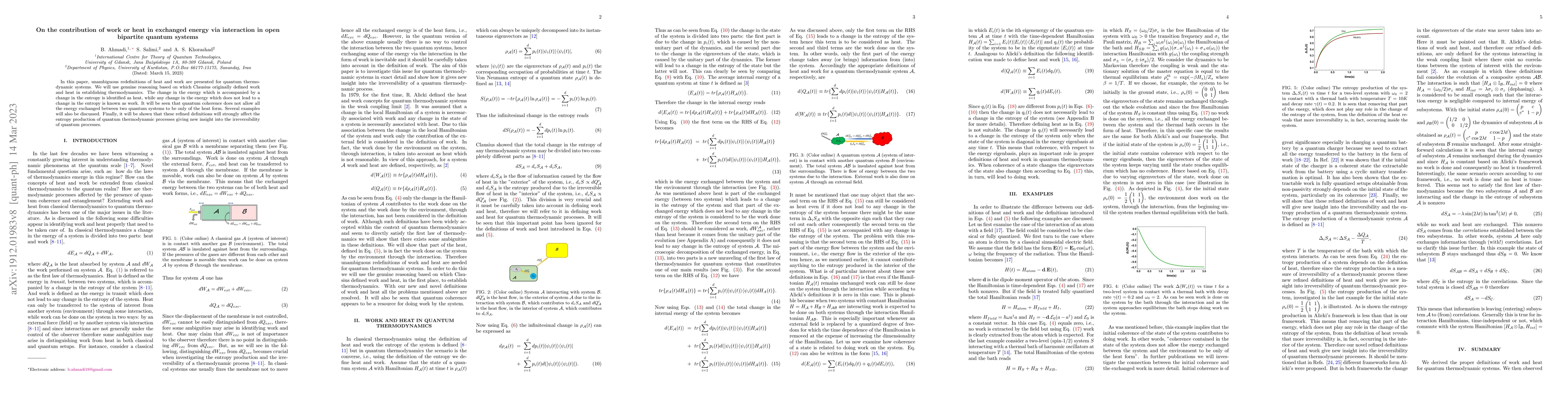 Thumbnail for On the contribution of work or heat in exchanged energy via interaction
  in open bipartite quantum systems