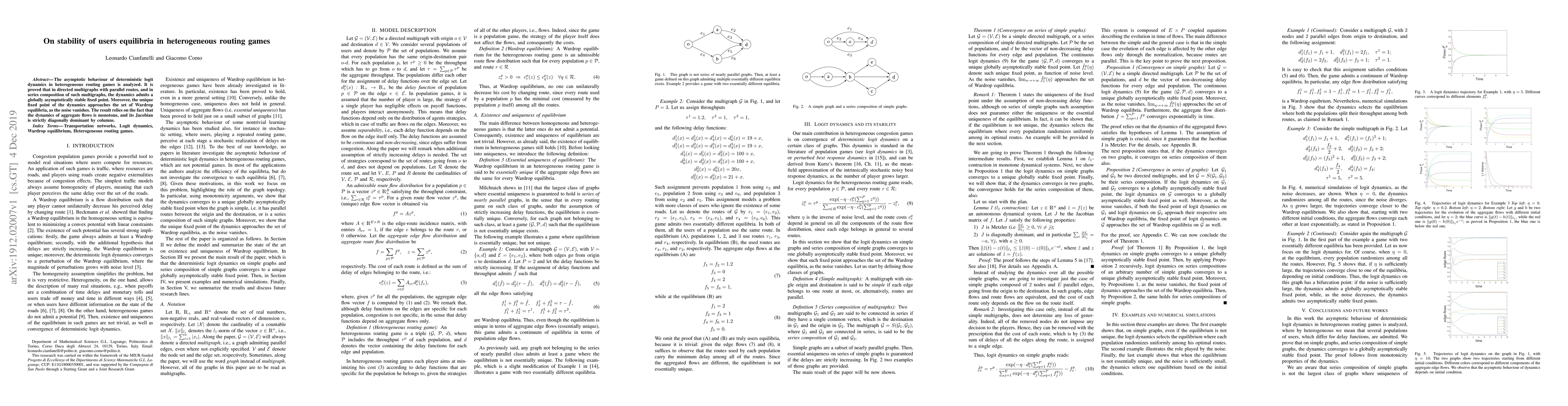 Thumbnail for On stability of users equilibria in heterogeneous routing games